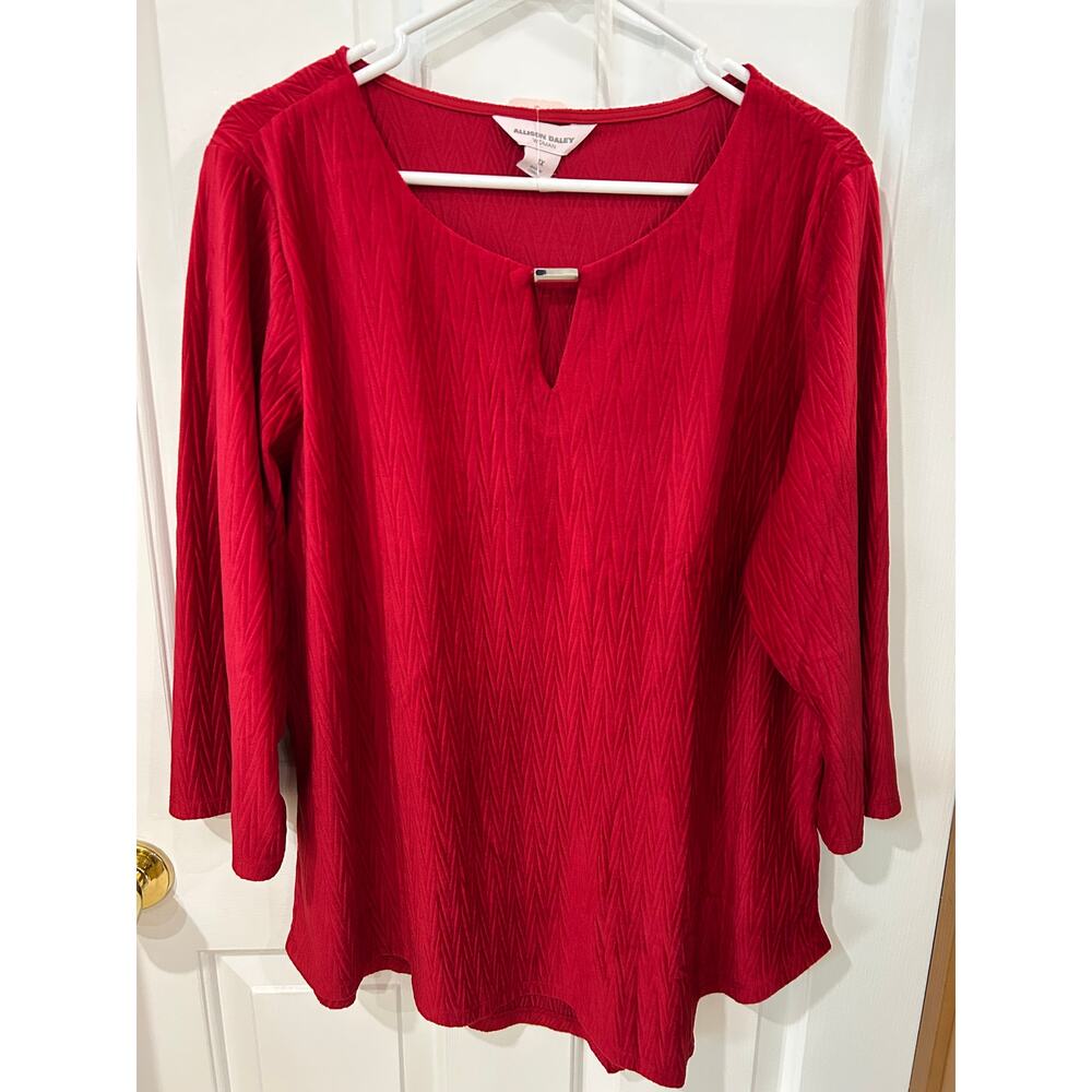 Allison Daley Red Velvety Blouse Perfect For Holiday Attire